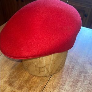Vintage 100% Wool Made in England Scarlet Red Beret